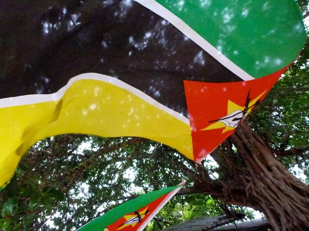 Things to see in Maputo - the flag of Maputo with an AK47