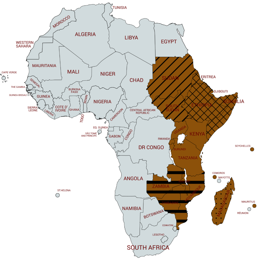 East African Countries Map